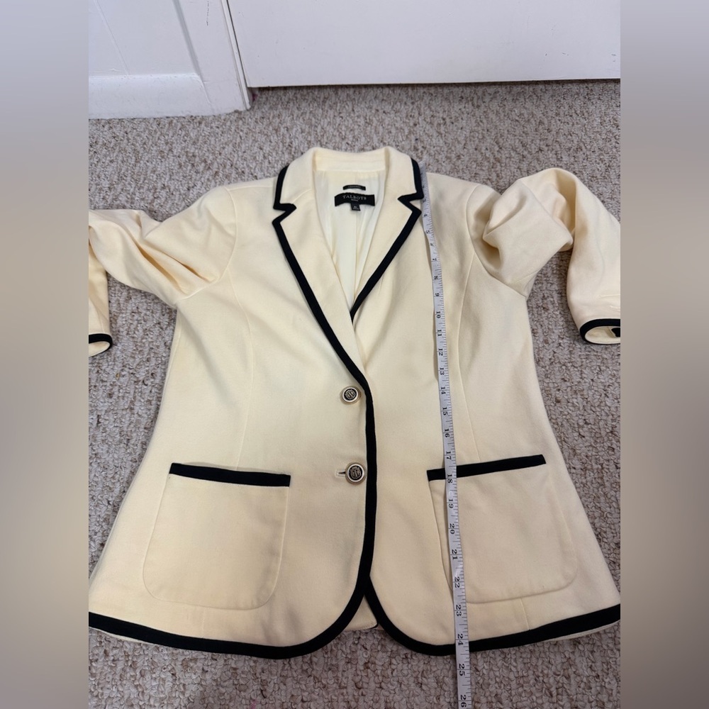 Talbots Aberdeen Cream Blazer with Black Trim - Women's Tailored Jacket size 8P - Picture 6 of 9